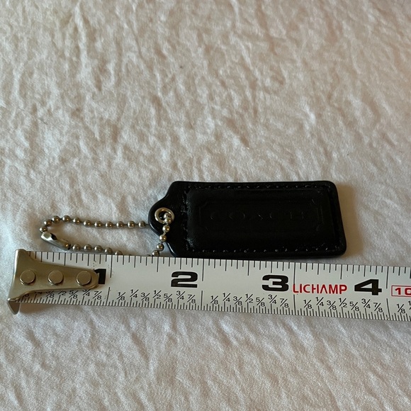 Coach: Black Leather Key Fob Hang Tag/Charm- Silver Tone - Picture 10 of 12